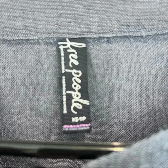 Free People Chambray Shirt Sheer Long Flowy Button Down Tunic Blouse Top Size XS - Picture 5 of 6